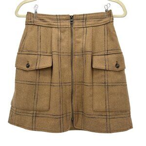 Madewell Wool Blend Zip-Front Cargo Mini Skirt In Windowpane Womens 00